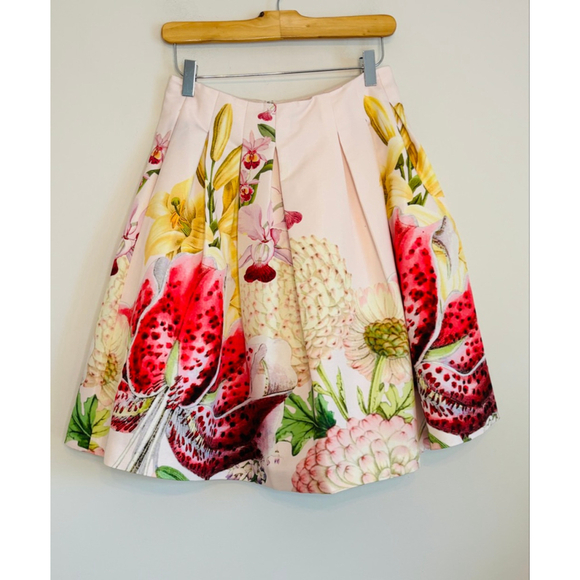 Ted Baker Womens Size 4 Rowahn Tonal encyclopedia Full Skirt Floral Designer - Picture 2 of 10